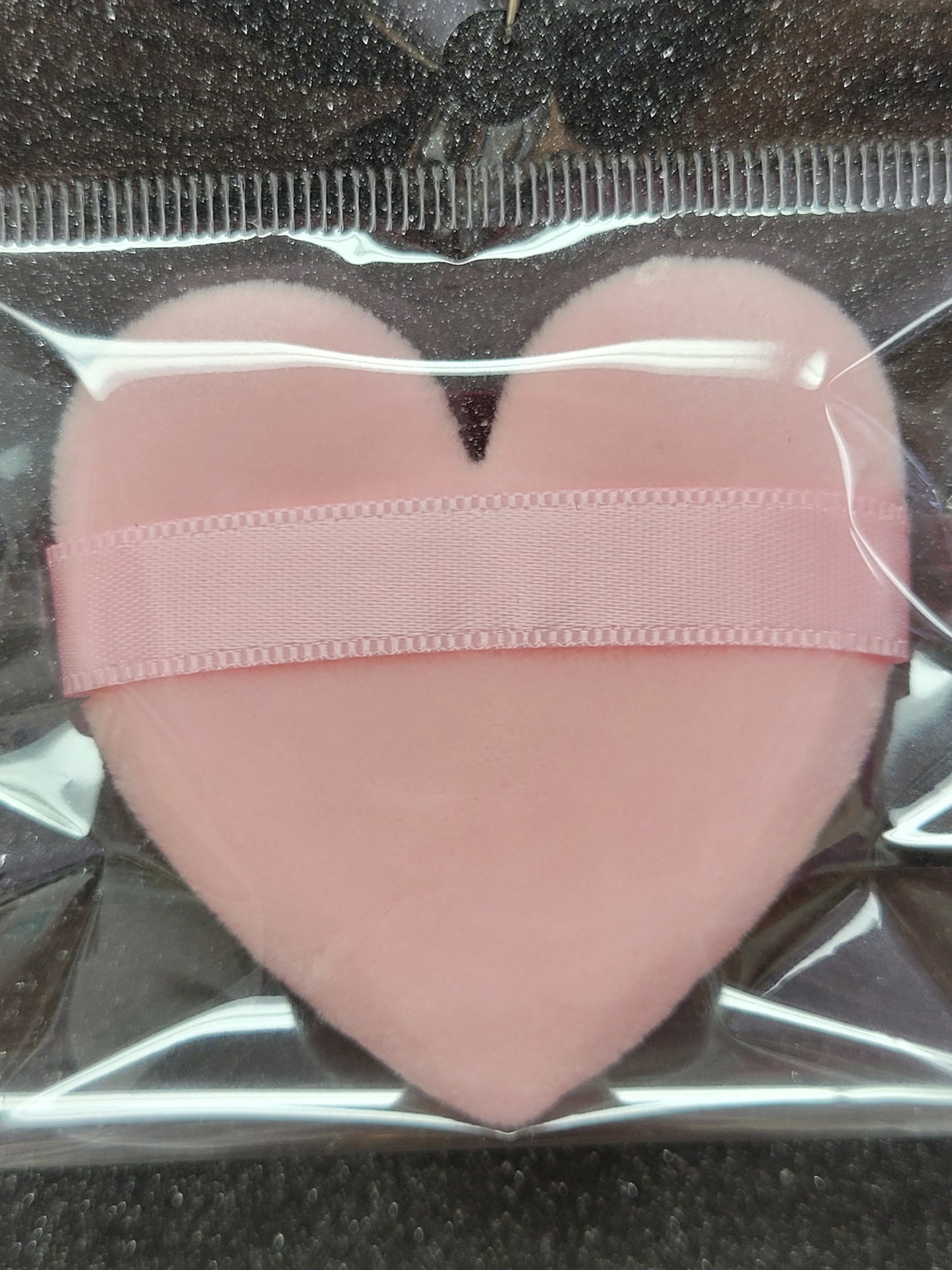 Pink Velvet Heart Shaped Powder Puff