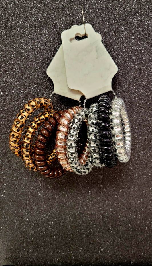 4 piece leopard print sprial coil hair ties