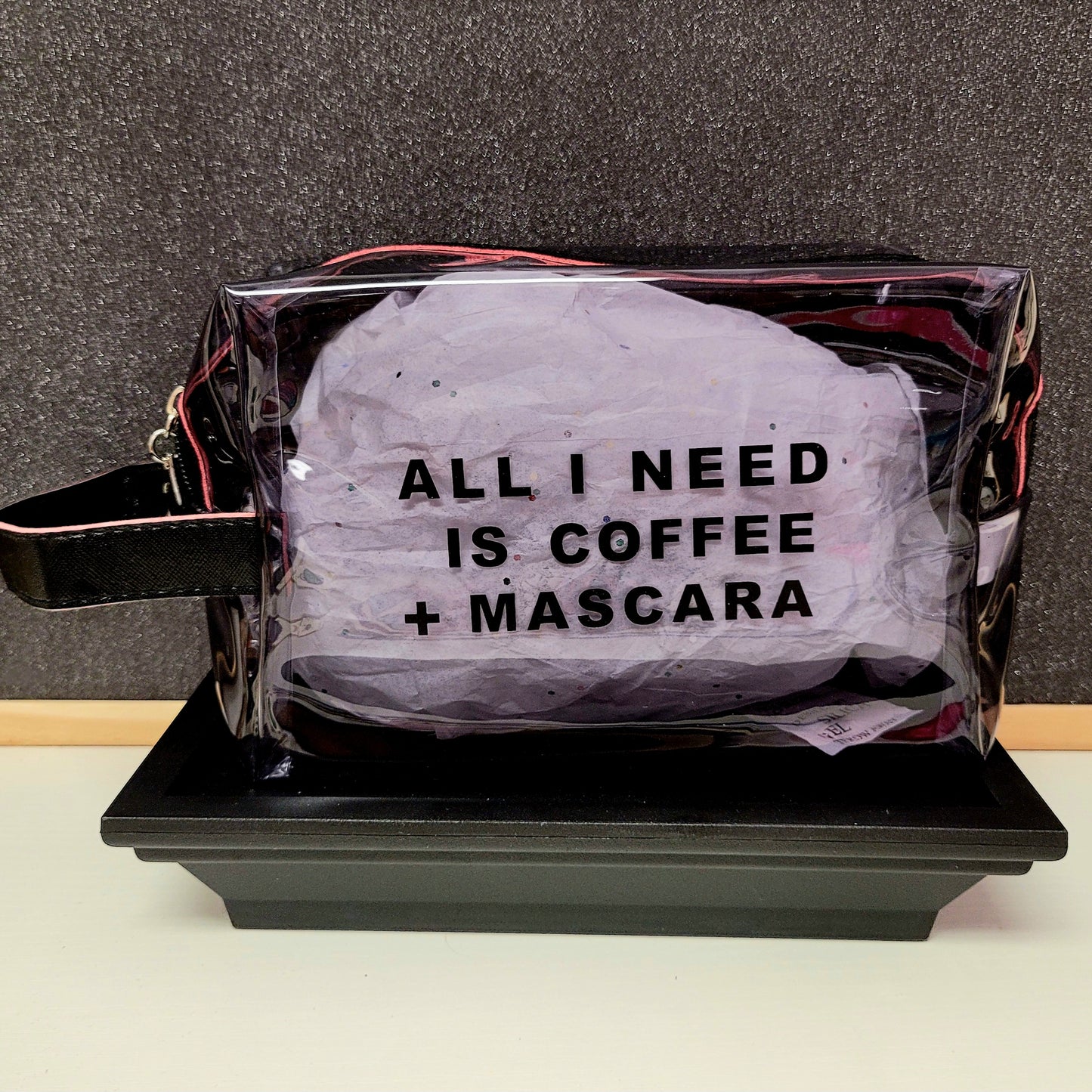 All i need is coffee + mascara travel tote