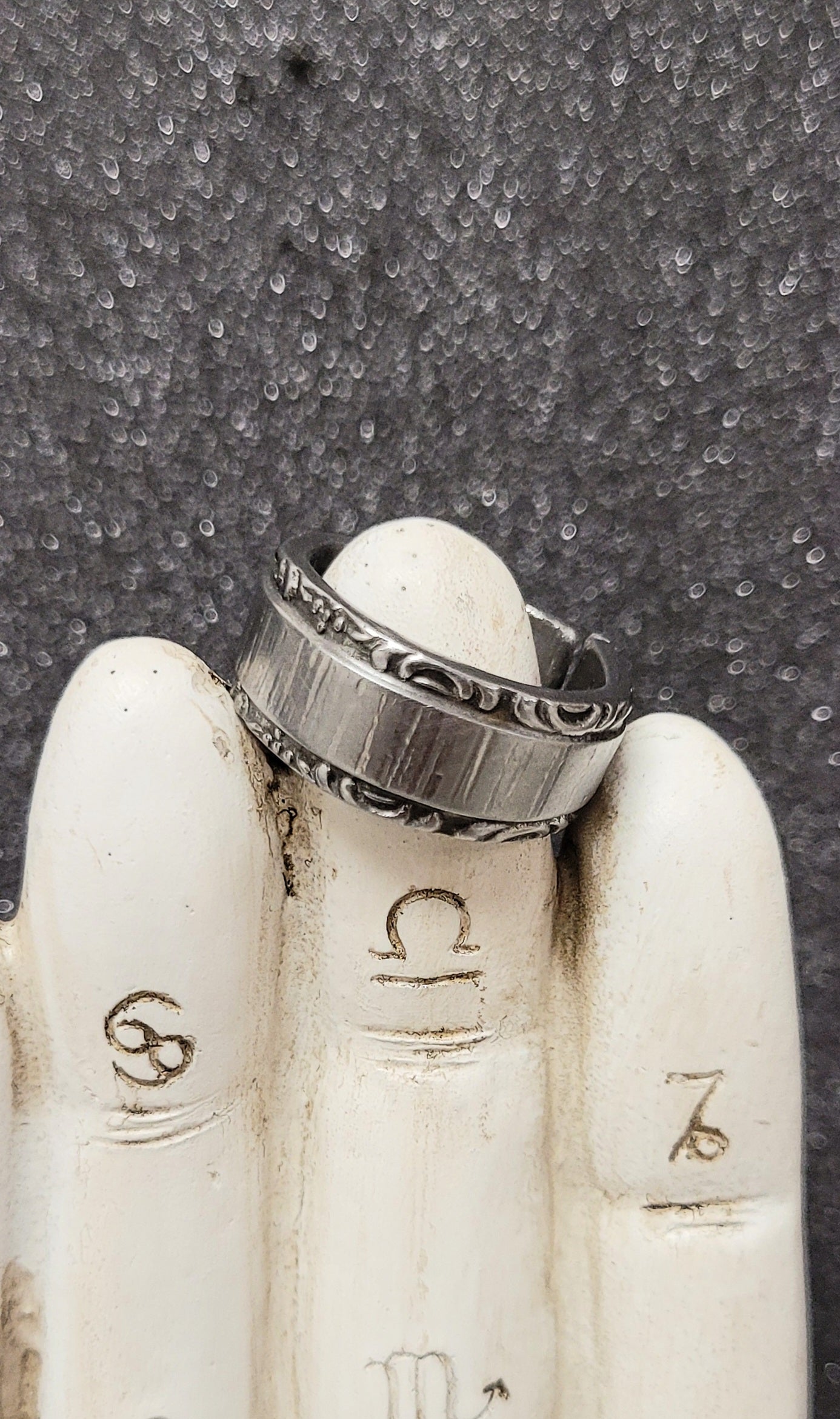 Upcycled stainless steel ring
