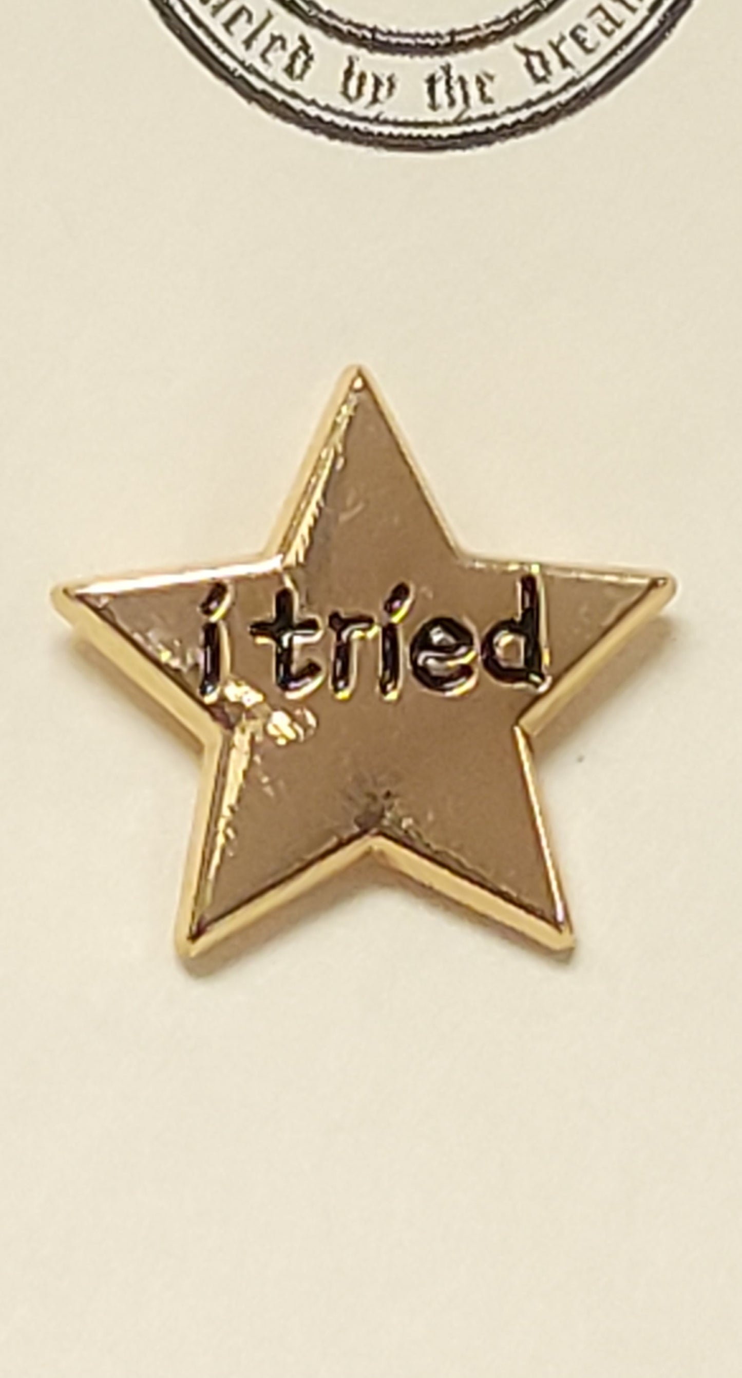 I Tried gold star enamel pin