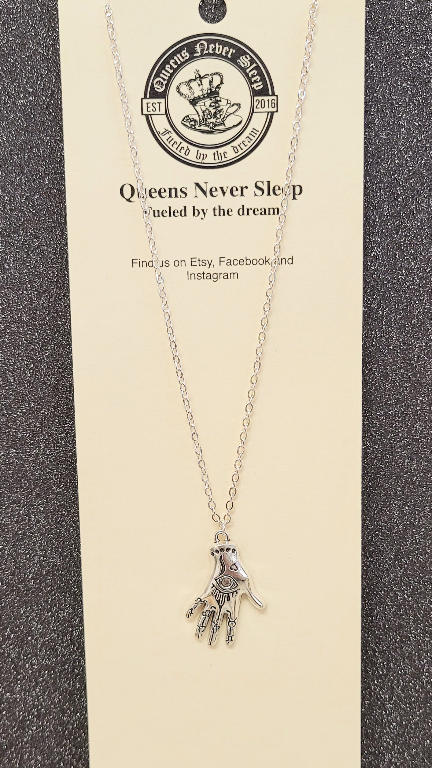 Mystic Eye Palmistry Silver Hand Necklace.