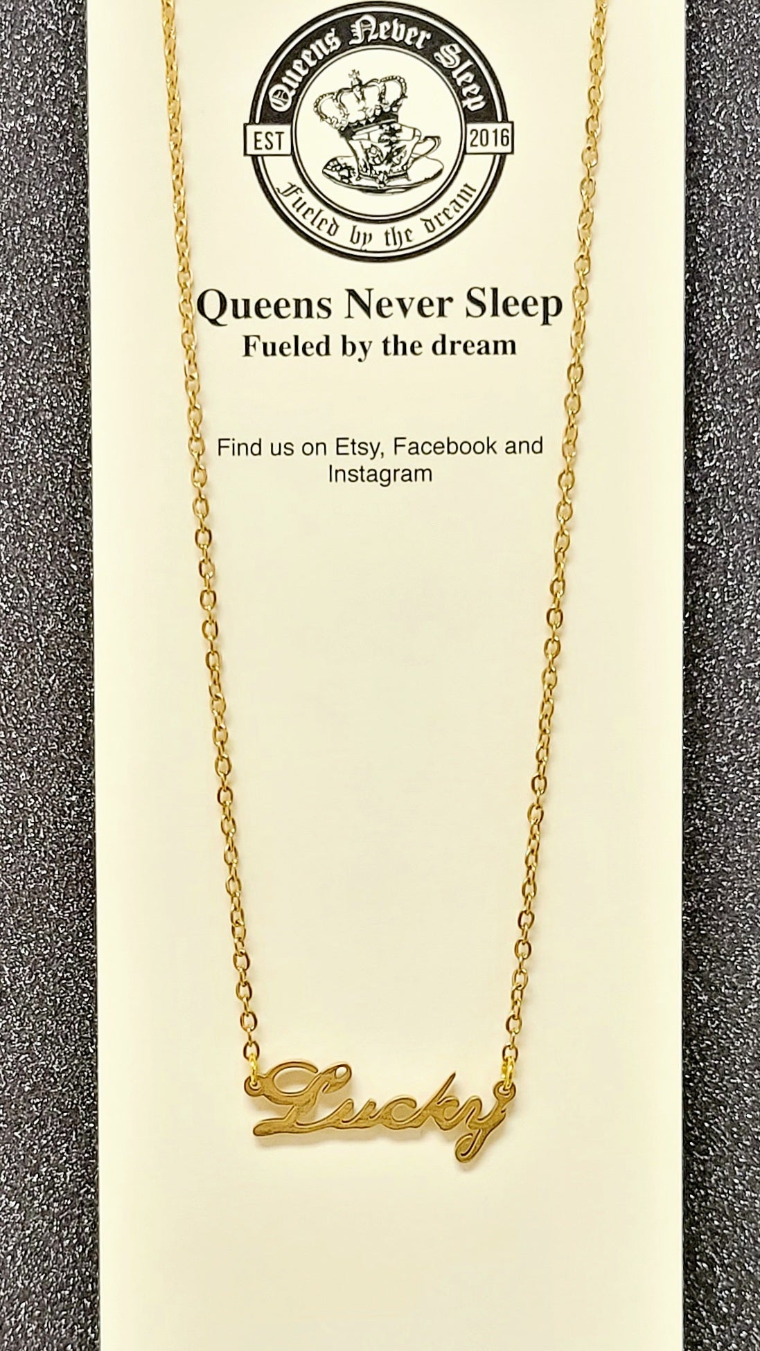 Gold "Lucky" Script Necklace