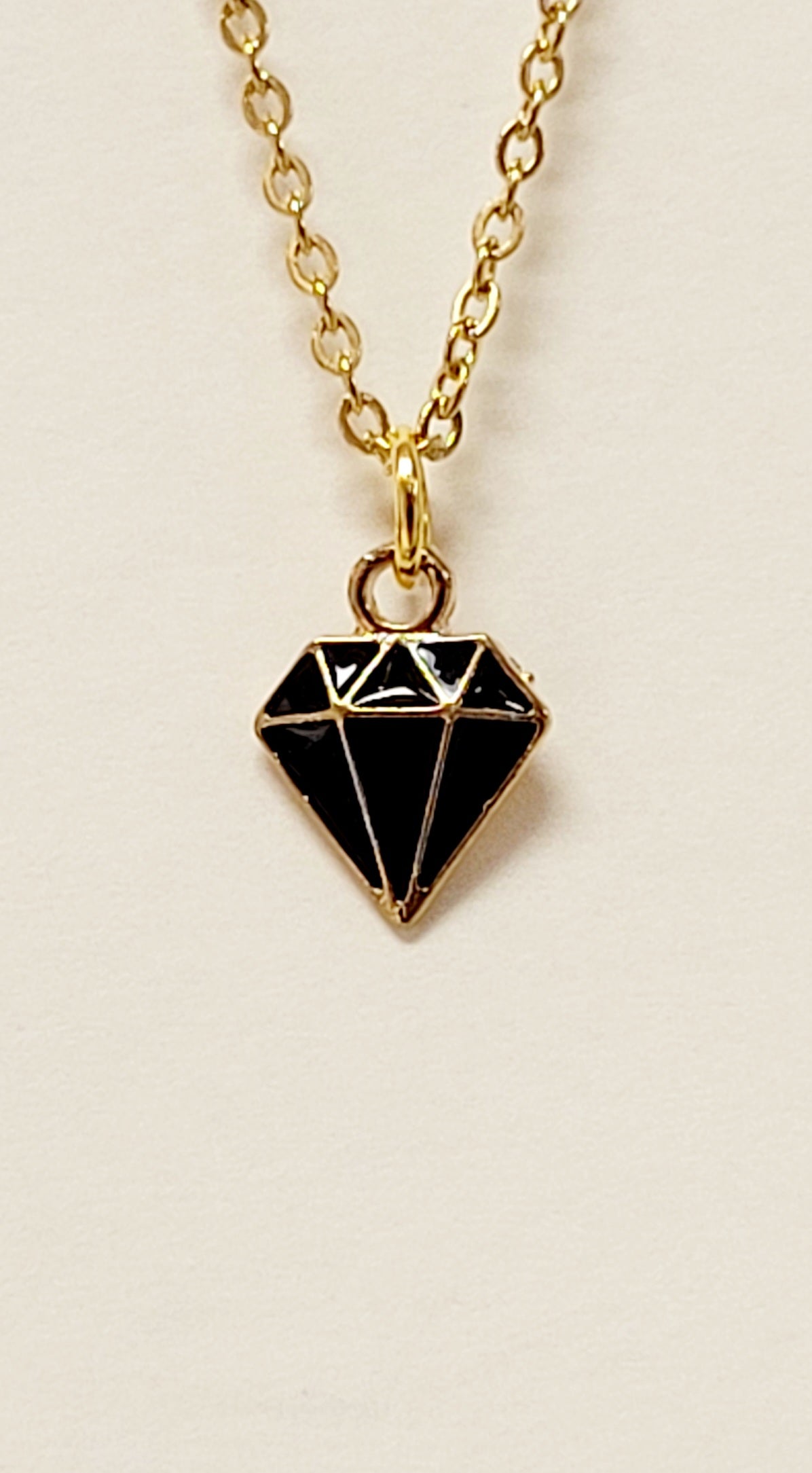 Black And Gold Enamel Diamonds Charm Necklace