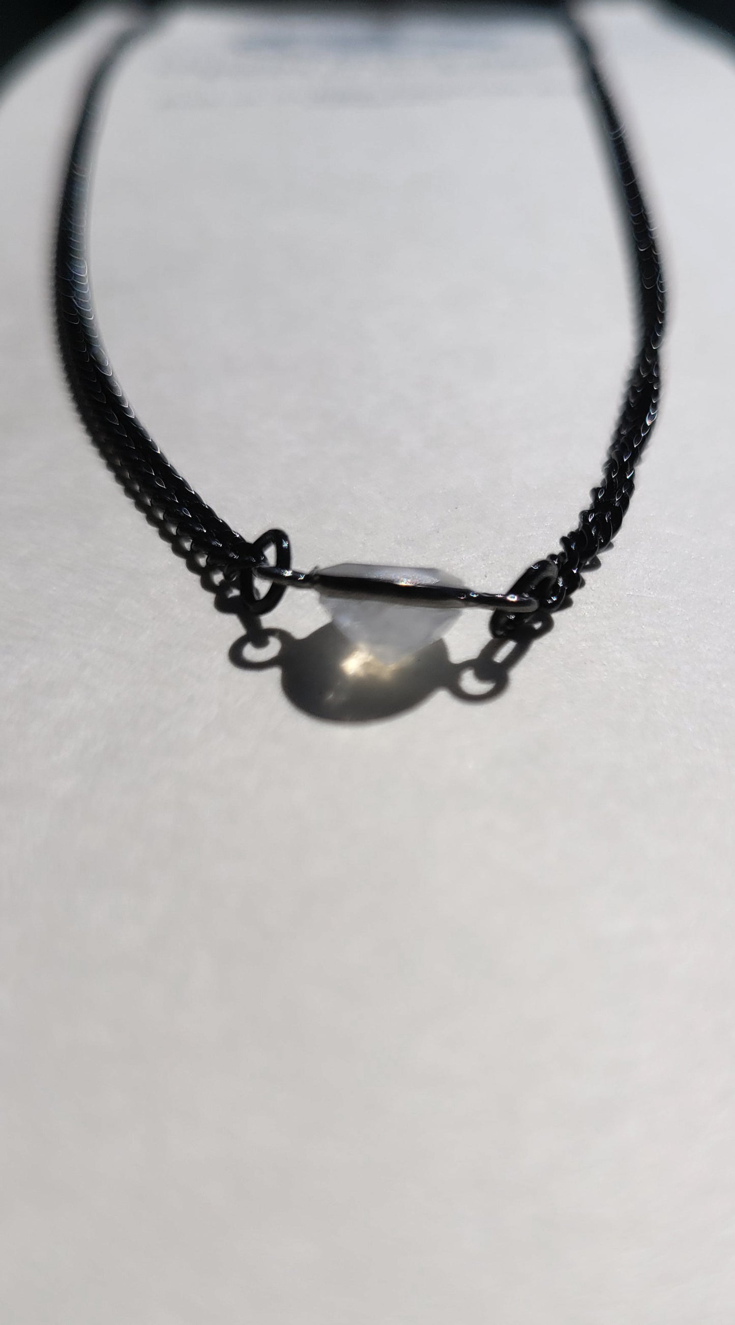 Diamond Cut Moonstone Black Chain Necklace