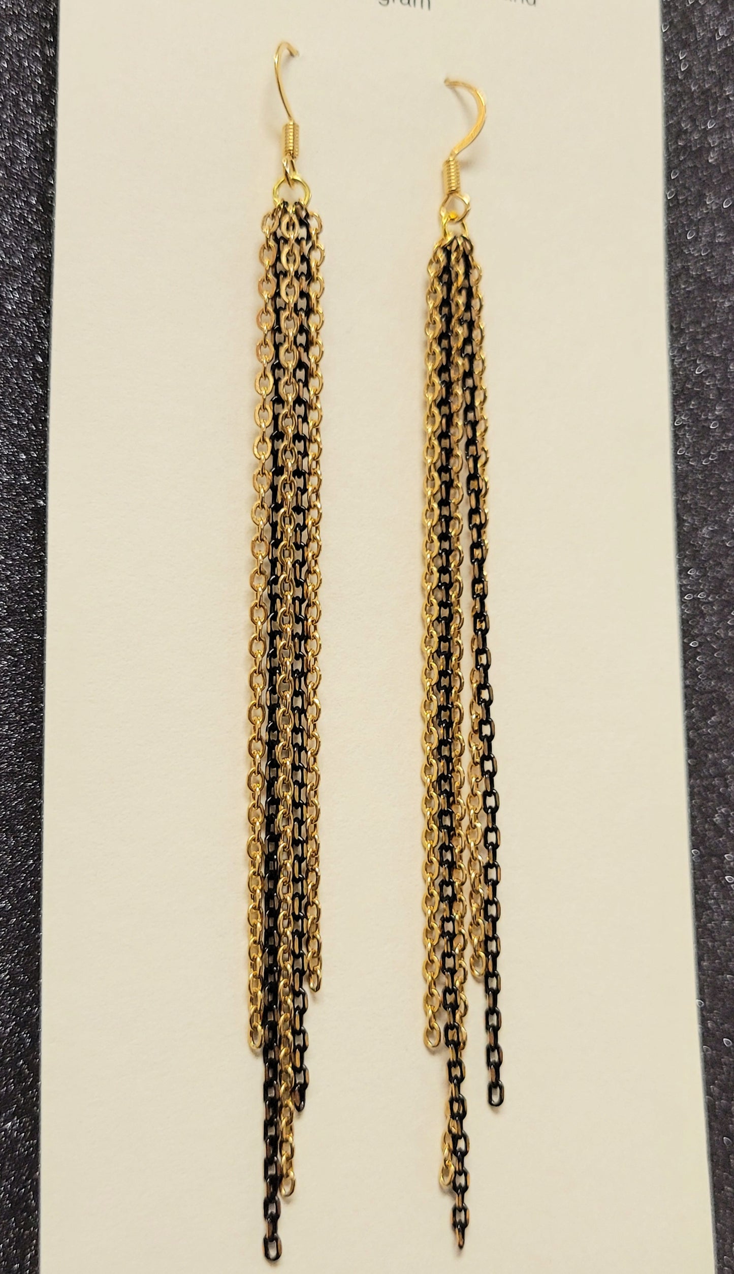 Black & Gold staggered chain earrings