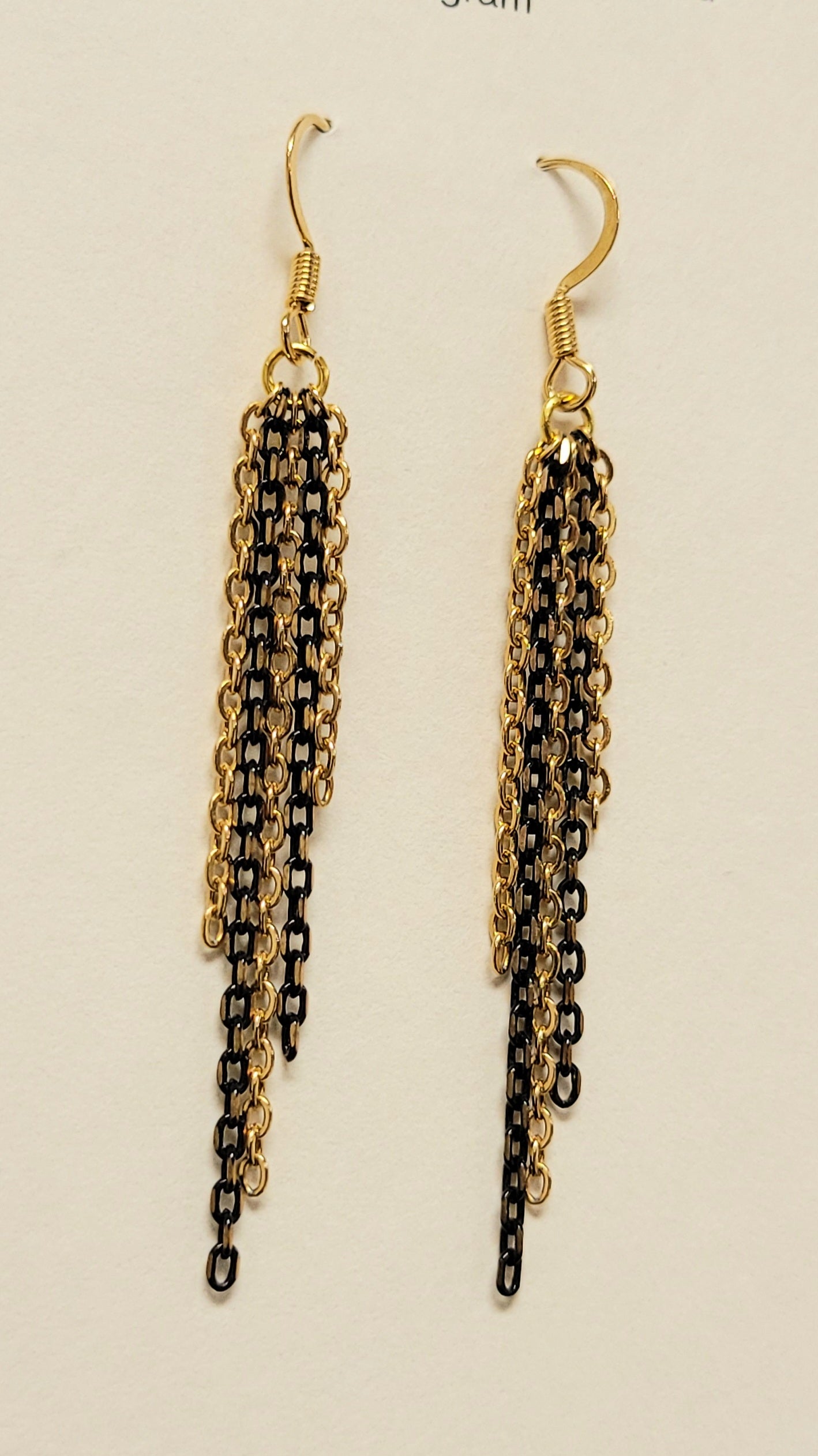 Black & Gold staggered chain earrings