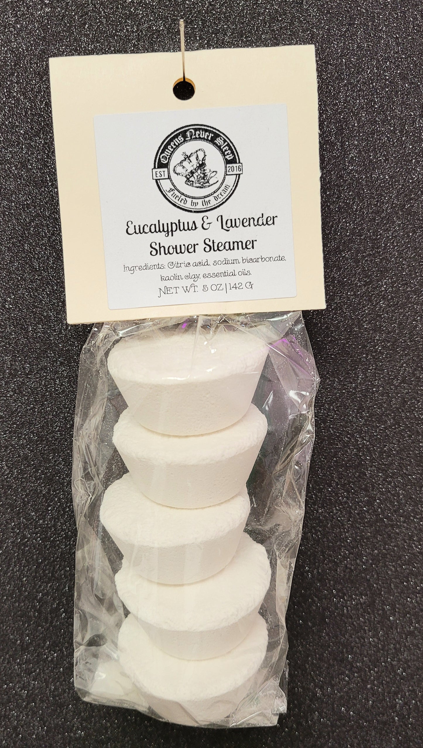 Eucalyptus & Lavender essential oil shower steamers.