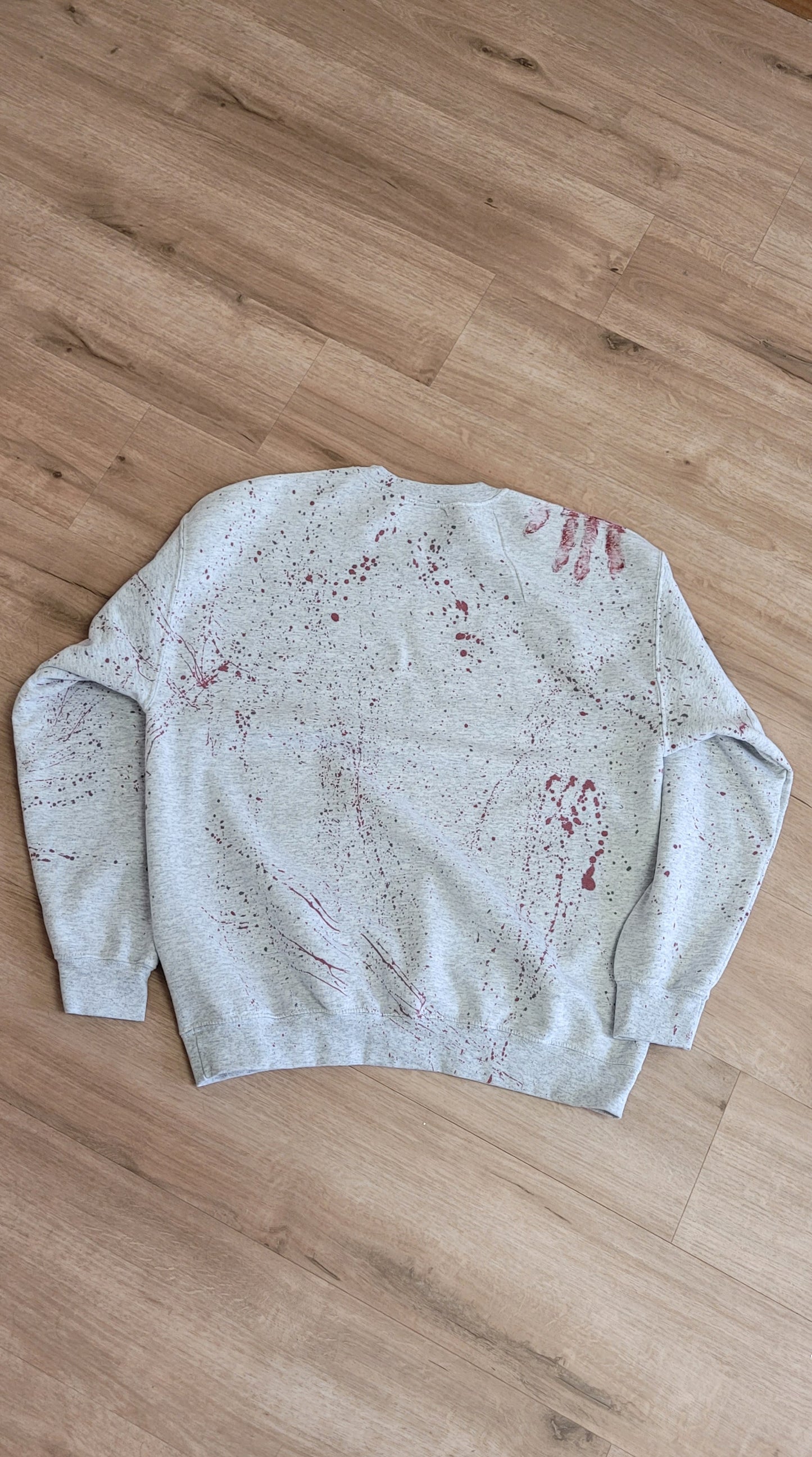 Horror Movies And Chill Blood Splatter Grey Crewneck