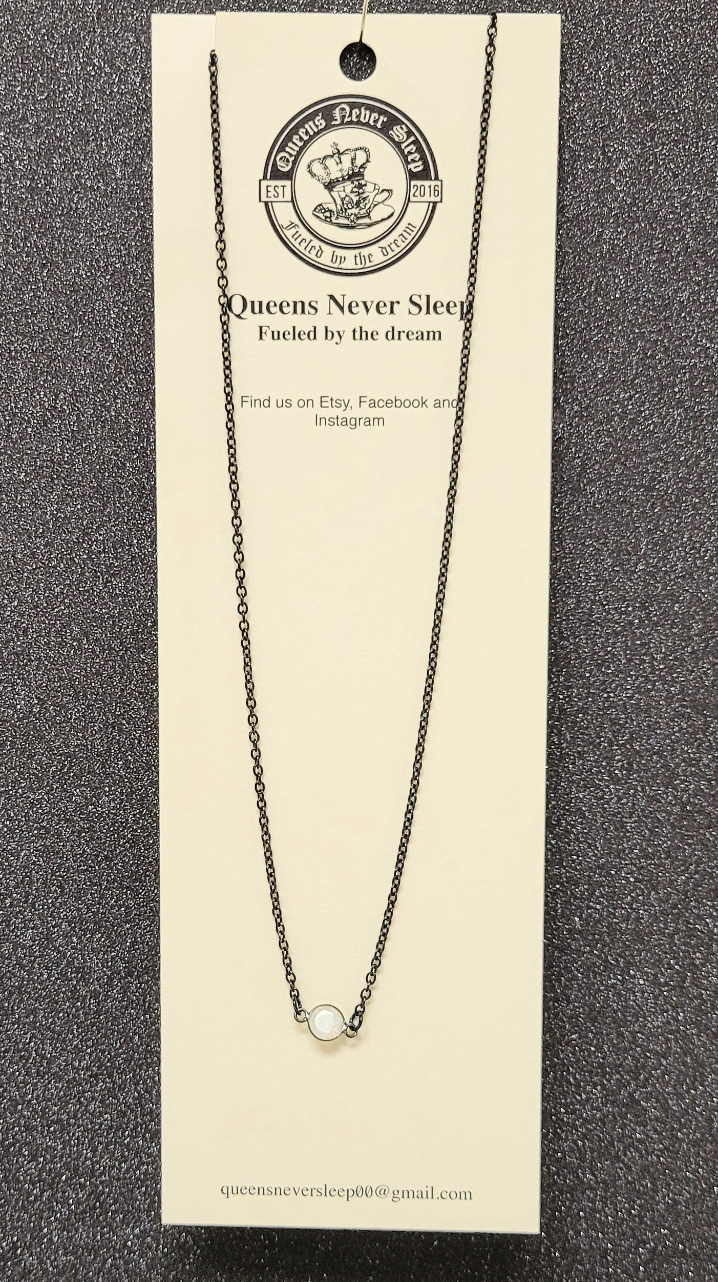 Diamond Cut Moonstone Black Chain Necklace