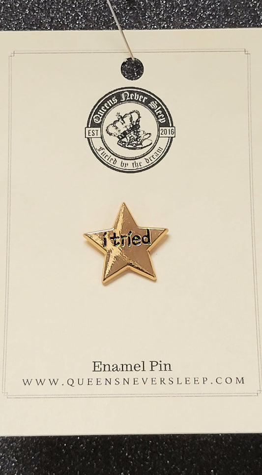 I Tried gold star enamel pin