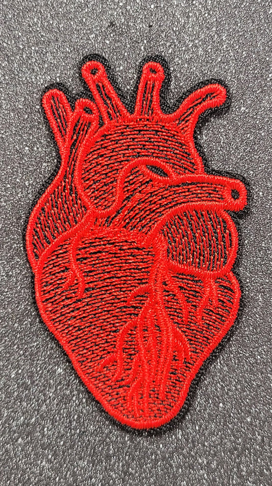 Anatomical Red Stiched Heart Iron On Patch