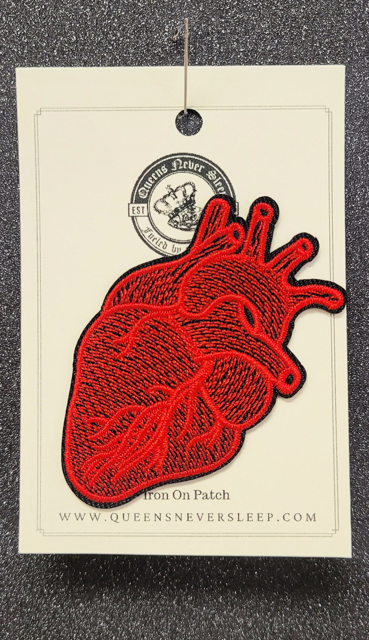 Anatomical Red Stiched Heart Iron On Patch