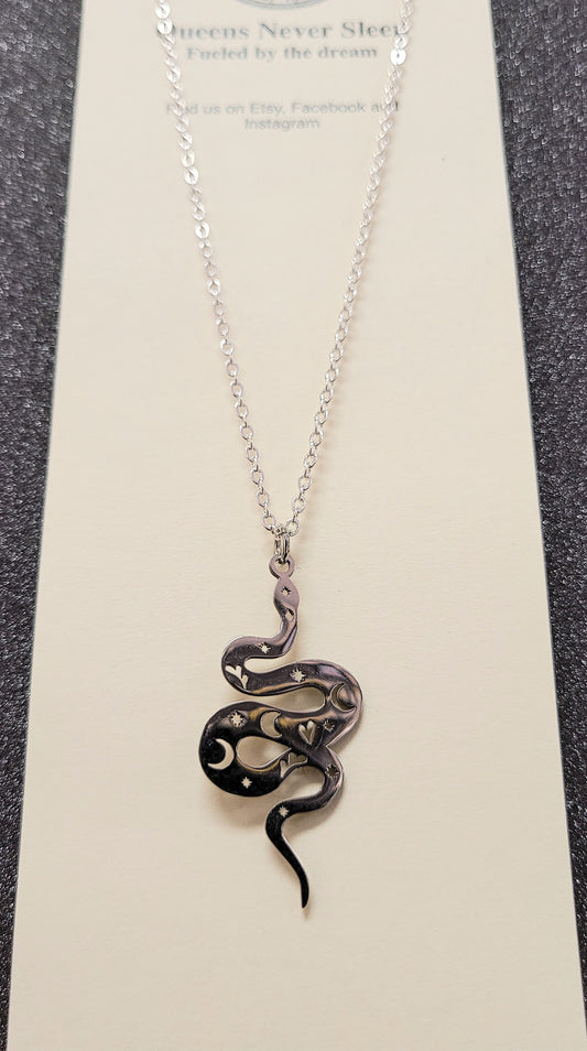 Gold Or Silver Celestial Snake Necklace