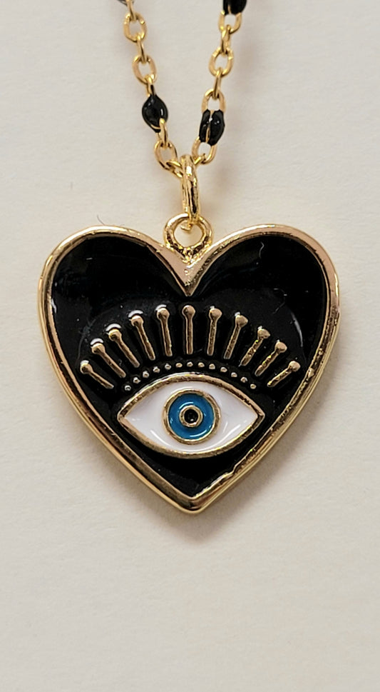 Mystic Eye Enamel Pendant Necklace