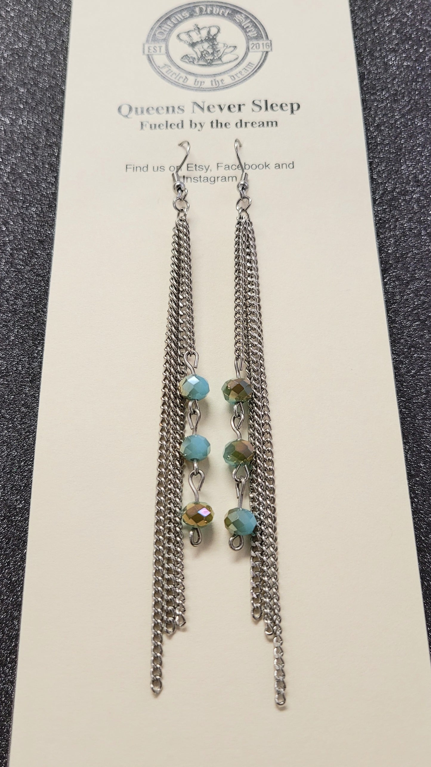 Silver With Gold Detailed Turquoise Bead Shoulder Duster Earrings