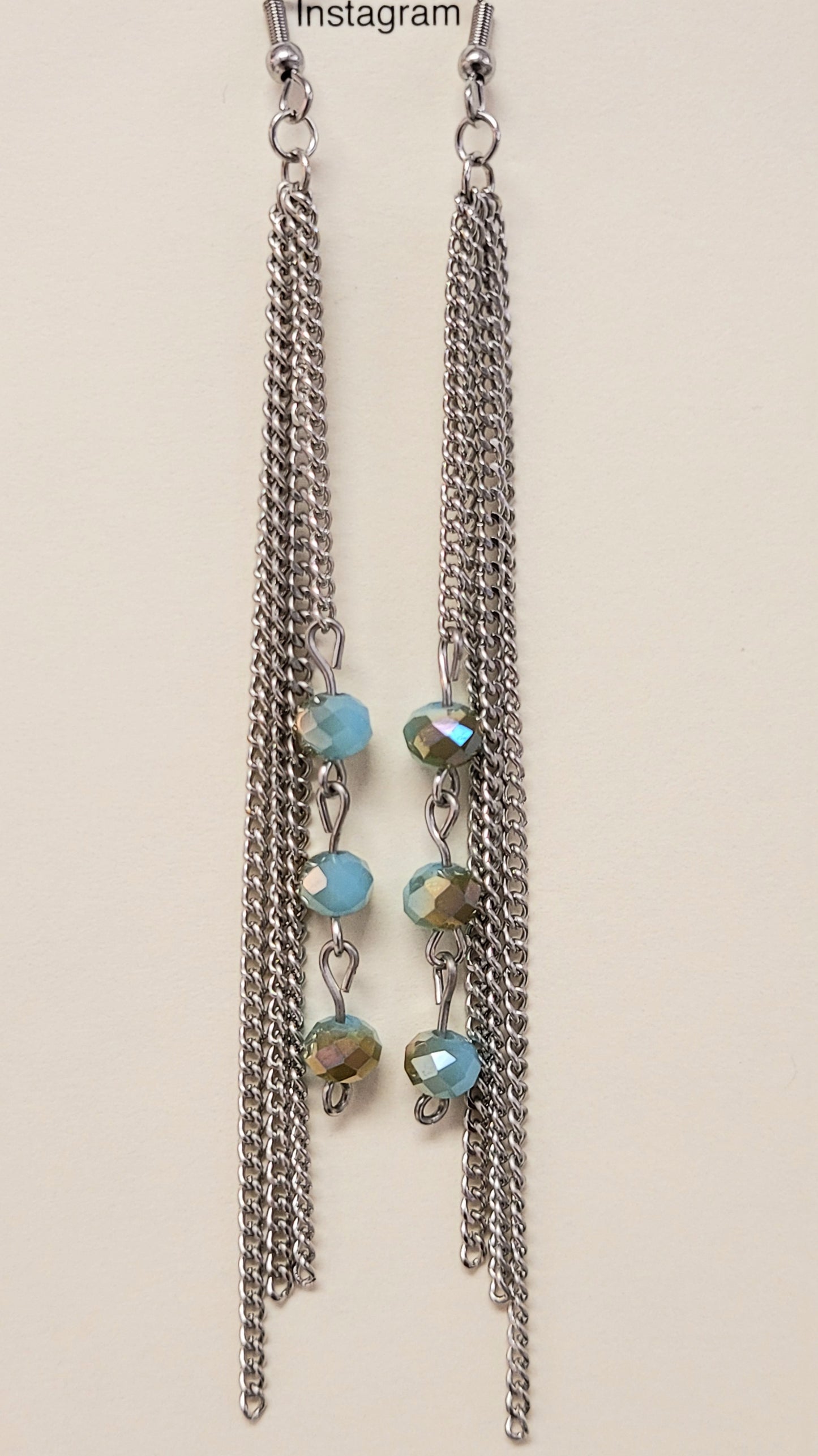 Silver With Gold Detailed Turquoise Bead Shoulder Duster Earrings