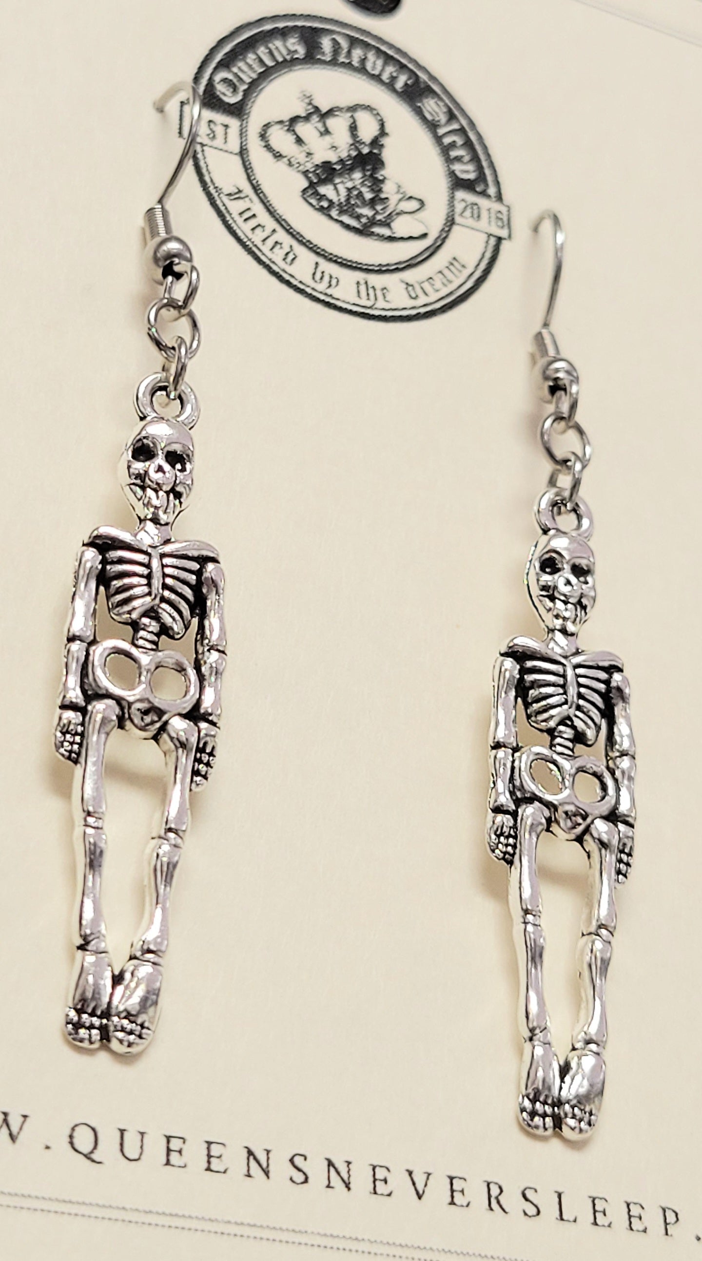 Silver Skelton Earrings