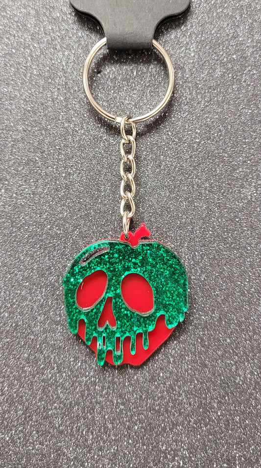 Snow-white Evil Queens Green Glitter Poison Apple Keychain