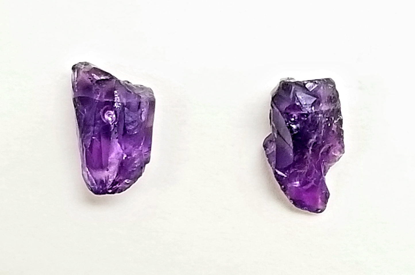 Raw Amethyst Chip Stud Earring