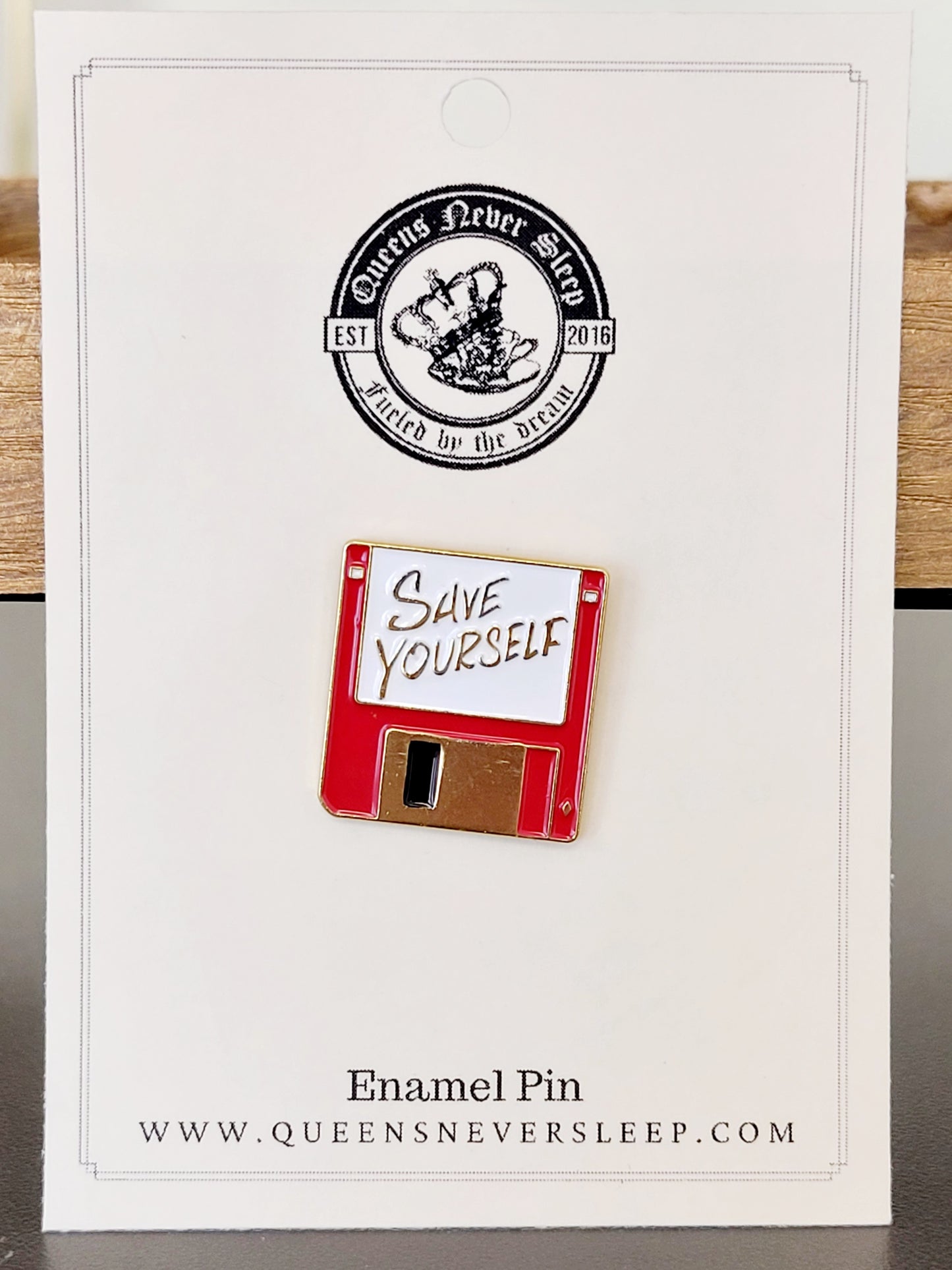 Save Yourself Floppy Disk Enamel Pin