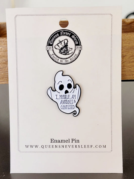 Anxious And Confused Ghost Enamel Pin