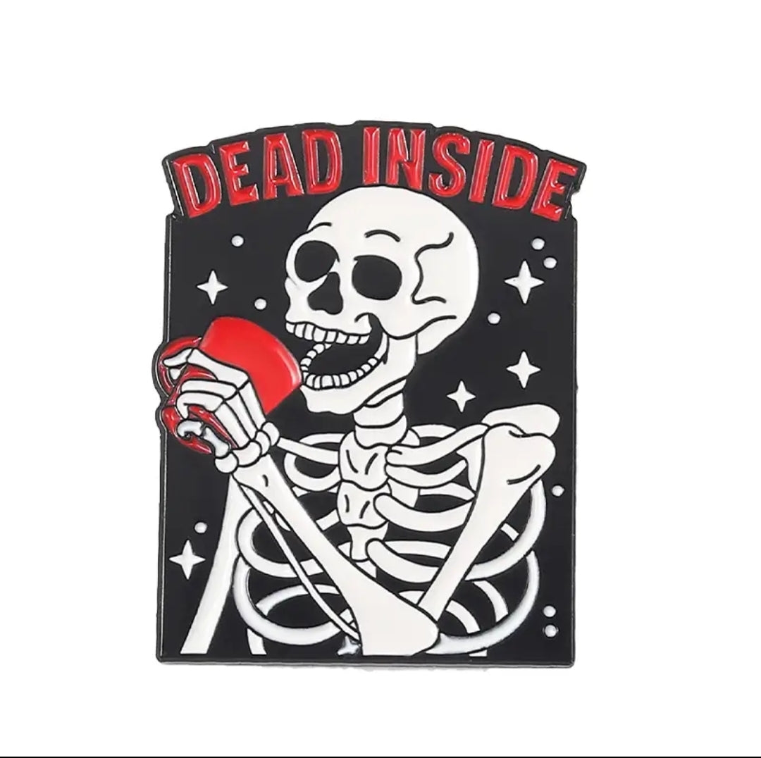 Dead Inside Skeleton Enamel Pin